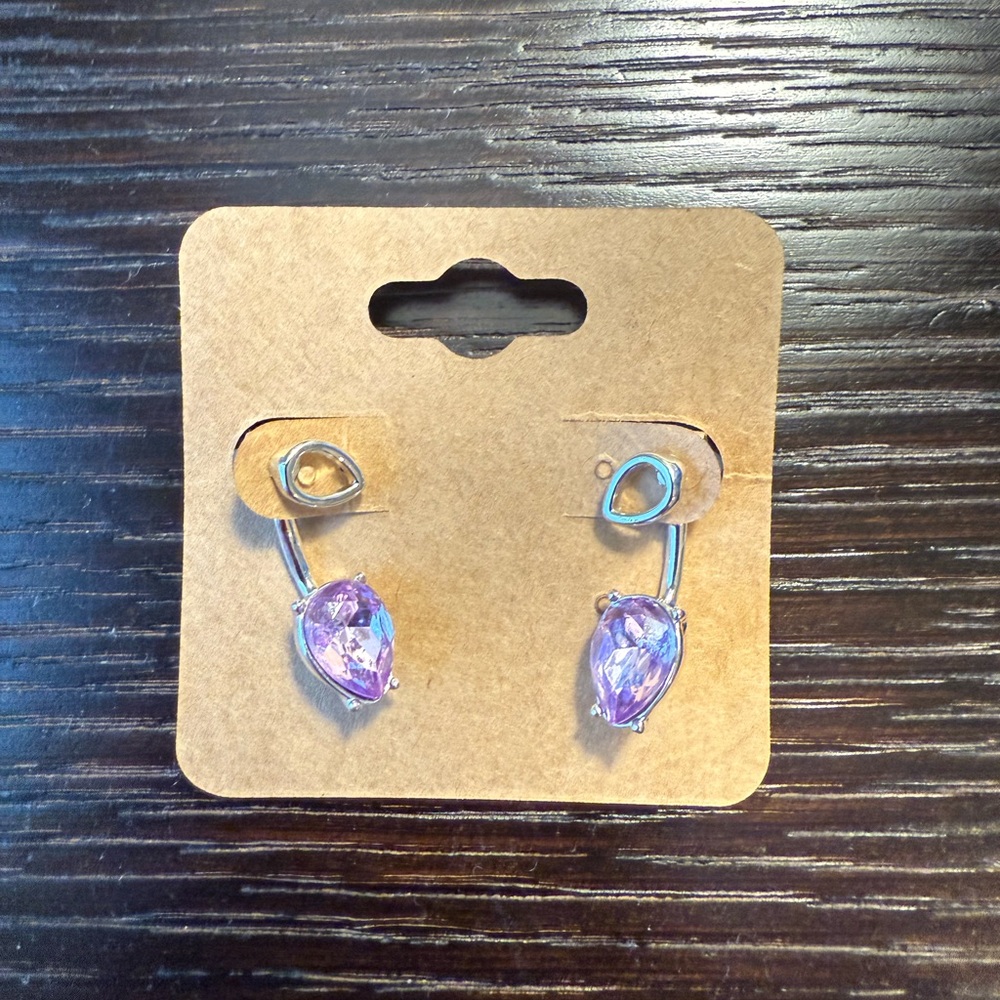 Simple Vera Vera Wang Silver Tone Purple Floater Earrings